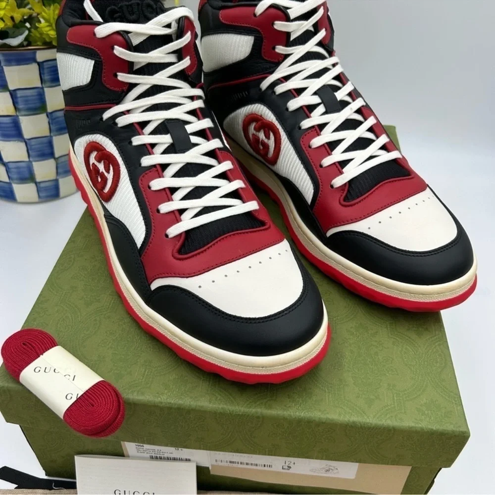 Men’s Gucci Mack 80 leather high top sneakers size 12.5 made in Italy